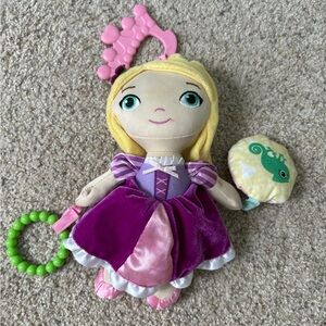 Disney Baby Tangeled Rapunzel 9" Plush Activity Toy Rattle Hanging Clip